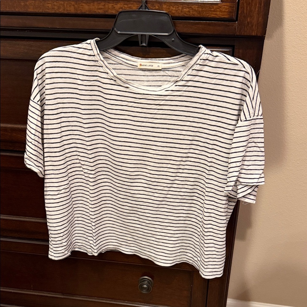 Marine Layer Boxy Cropped Striped Tee